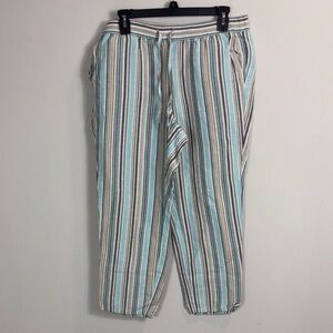 J Jill Linen Blend Striped Women’s Pants size Medium Petite